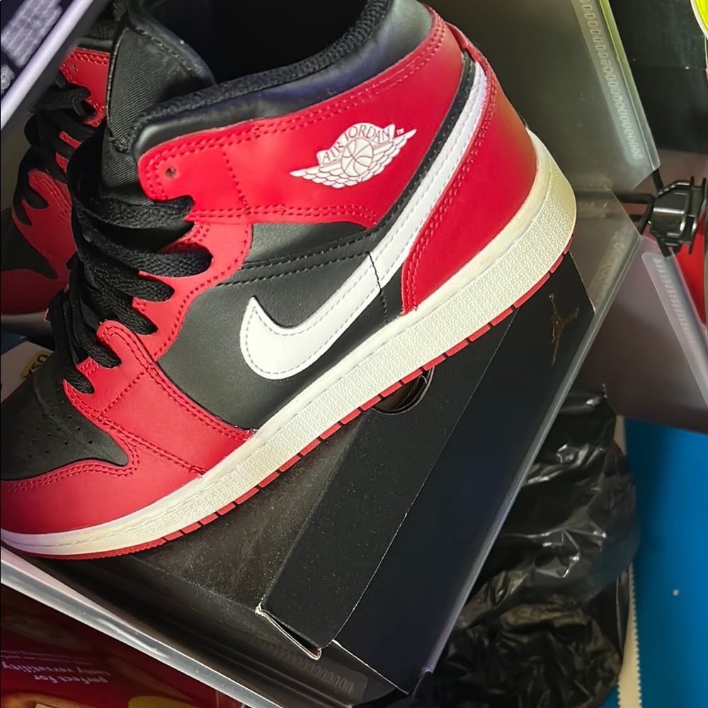 Red and Black High-Top Sneakers
